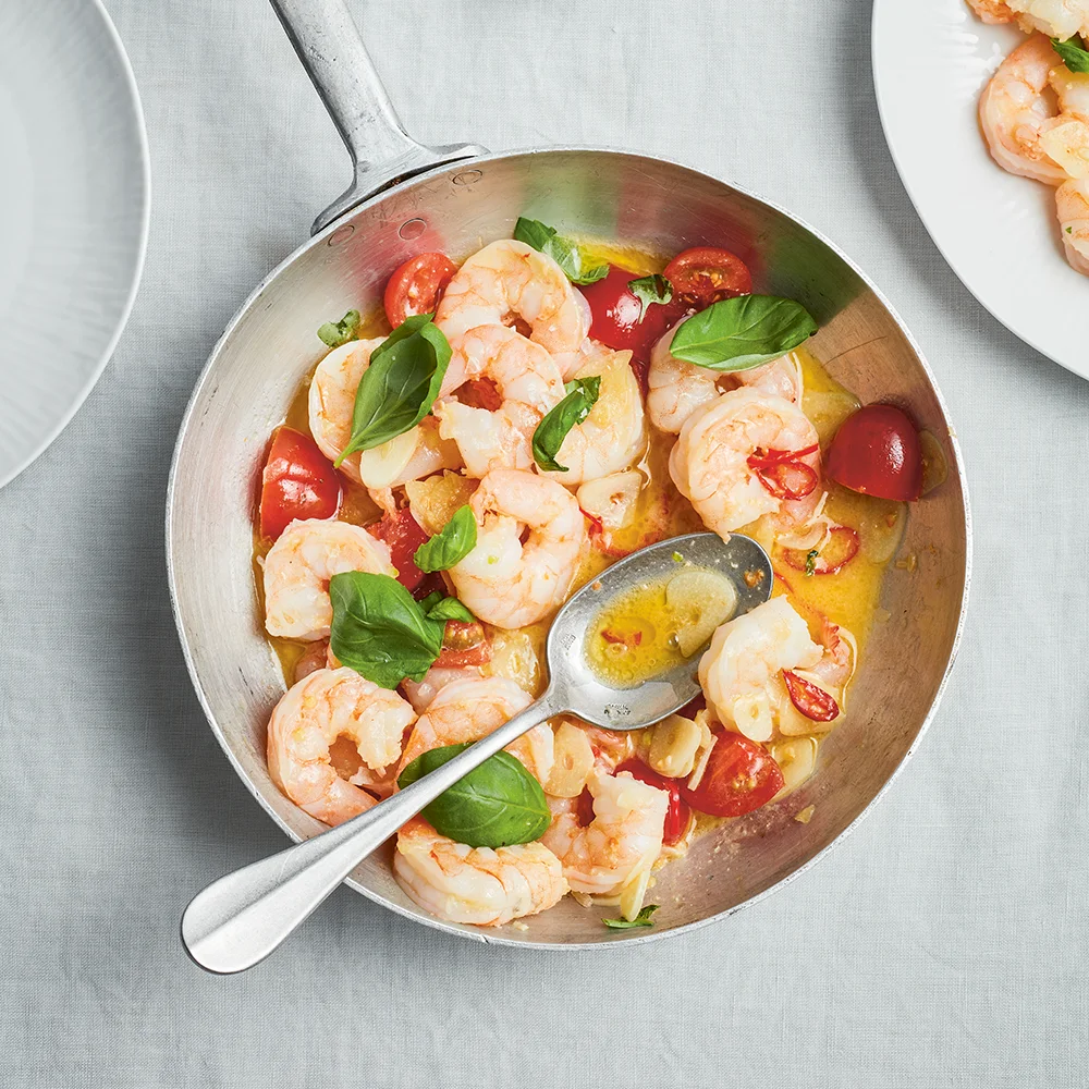 Räkor i smör, chili och vitlök